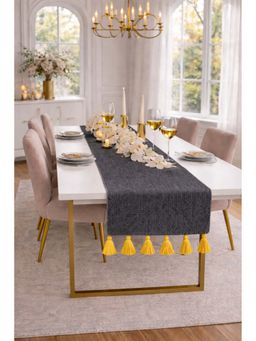 THROW PILLOW - Dark Grey Tassel Table Runner