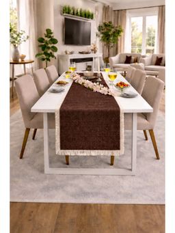 THROW PILLOW - Dark Brown Fringe Table Runner