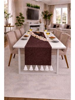 THROW PILLOW - Dark Brown Tassel Table Runner
