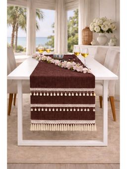 THROW PILLOW - Dark Brown Kowri Tassels Table Runner