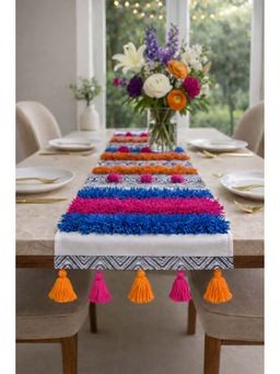 THROW PILLOW - White Bohemian Tassels Table Runner