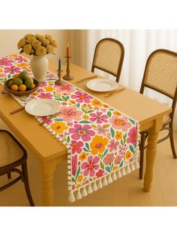 THROW PILLOW - White Vibrant Watercolor Garden Floral Table Runner