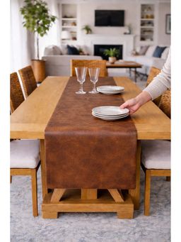 THROW PILLOW - Brown Distressed Leather Texture Table Runner