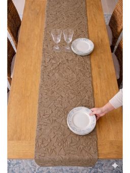 THROW PILLOW - Designer Sculpted Brown Leather Texture Table Runner