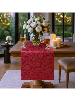 THROW PILLOW - Pink Luxury Indian Banarasi Brocade Silk Table Runner