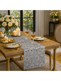 THROW PILLOW - Grey Luxury Indian Banarasi Brocade Silk Table Runner