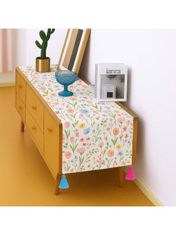 THROW PILLOW - Beige Spring Floral Wildflower Dining Decor Console Runner