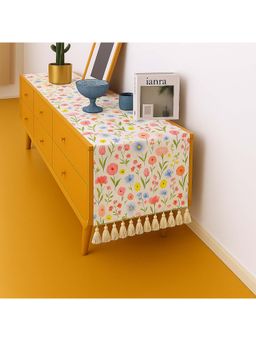 THROW PILLOW - Beige Spring Floral Wildflower Dining Decor Console Runner