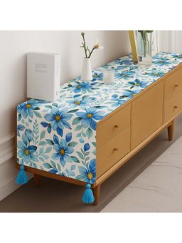 THROW PILLOW - Elegant White Watercolour Floral Tv Unit Runner