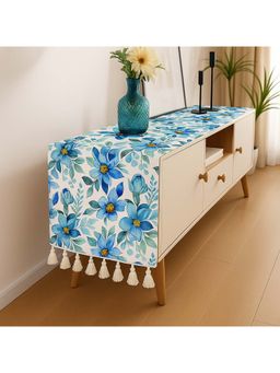 THROW PILLOW - Elegant White Watercolour Floral Tv Unit Runner
