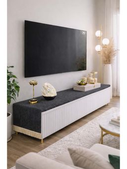 THROW PILLOW - Dark Grey Fringe Tv Unit Runner