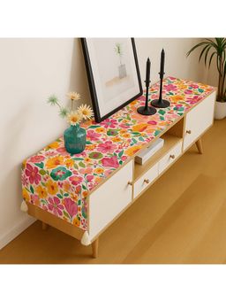 THROW PILLOW - Pink Vibrant Watercolour Garden Floral Tv Unit Runner