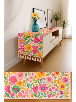 THROW PILLOW - Pink Vibrant Watercolour Garden Floral Tv Unit Runner