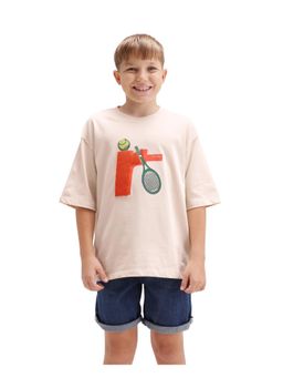 RARE ONES - Beige Graphic Print Oversized T-Shirt