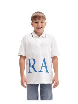 RARE ONES - Off White Regular Fit Graphic Polo T-Shirt