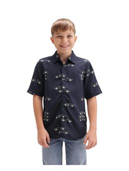 RARE ONES - Navy Blue All Over Print Cuban Shirt