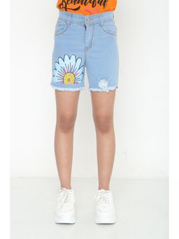 TotzTouch - Girls Blue Printed Shorts