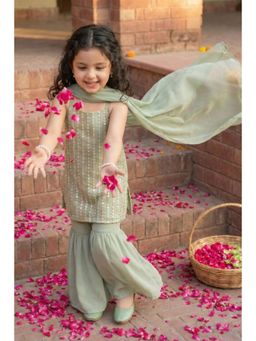 Autumnlane - Joy Moss Work Kurta & Sharara with Dupatta
