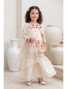 Autumnlane - Joy Zinia Embroidery Cotton Kurta with Sharara & Dupatta