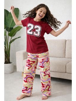 Ninos Dreams - Maroon Cotton T-Shirt & Pyjama