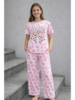 Ninos Dreams - Girls Bow Pink Cotton T-Shirt & Pyjama