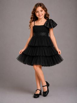 The Little Tales - Black Net Ruffled Dress