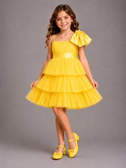 The Little Tales - Sunny Yellow Net Ruffled Dress