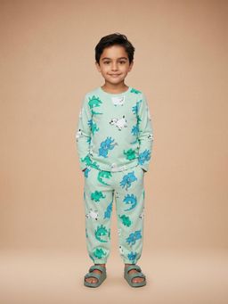 Nautinati - Boys Pure Cotton Dinosaur Printed T-Shirt with Joggers