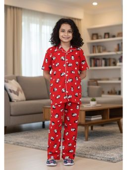 Ninos Dreams - Red Panda Printed Half Sleeves Shirt & Pyjama