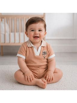 Purple United Kids - Boys Beige Soft Cotton Comfort T-Shirt & Shorts