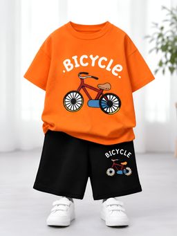 Googo Gaaga - Boys Orange Graphic Print T-Shirt with Pant