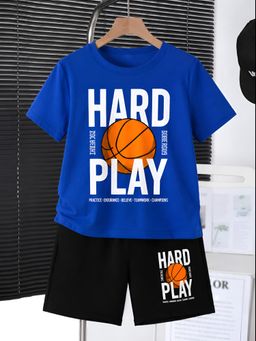 Googo Gaaga - Boys Blue Graphic Print T-Shirt with Pant