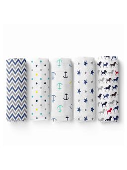 Haus & Kinder - Printed Crib Swaddling Baby Blanket for AC Room (Pack of 5) (0-12 Months)