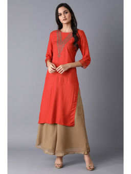 WISHFUL by W - Orange Polka Dots Kurta