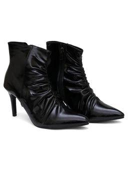 SHUZ TOUCH - Solid Glossy Pencil Heel Boots - Black