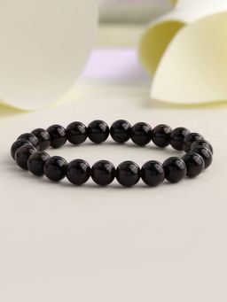 Ornate Jewels - Unisex Round Mahogany Obsidian Beads Stretchable Bracelet