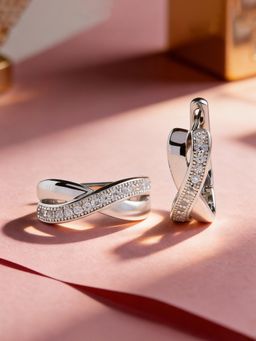 Ornate Jewels - 925 Silver Yellow Gold American Diamond Eternal Sparkle Ring for Women & Girls