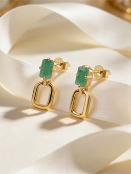 Ornate Jewels - 925 Silver Rhodium Plated Green Emerald Chic Cascade Earring for Women & Girls