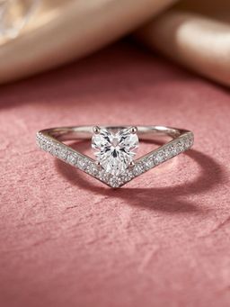 Ornate Jewels - 925 Silver American Diamond Eternal Heart Engagement Ring for Women & Girls