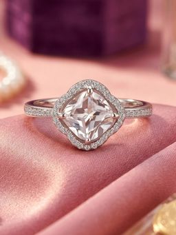 Ornate Jewels - 925 Silver Rhodium Plated American Diamond Radiance Ring for Women & Girls