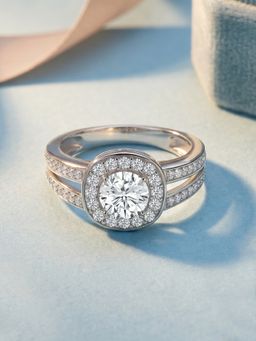 Ornate Jewels - 925 Silver Rhodium Plated American Diamond Romance Ring for Women & Girls