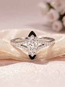 Ornate Jewels - 925 Silver American Diamond Starlit Allure Ring for Women & Girls