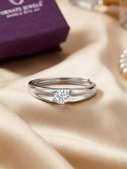 Ornate Jewels - 925 Silver American Diamond Celestial Sparkle Solitaire Ring for Men & Boys