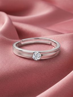 Ornate Jewels - 925 Silver American Diamond Celestial Sparkle Solitaire Ring for Men & Boys