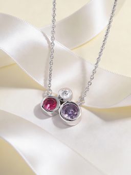 Ornate Jewels - 925 Silver Rhodium Plated Round Multi Stone Twilight Necklace for Women & Girls