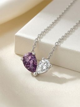 Ornate Jewels - 925 Silver Purple Amethyst Love's Reflection Adjustable Necklace for Women & Girls