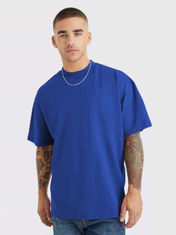 PRONK - Blue Solid Men Oversized T-Shirt
