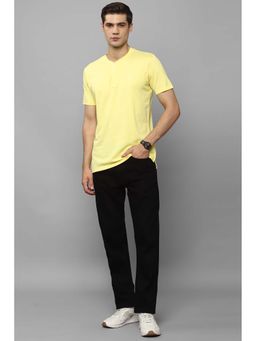 Allen Solly - Men Yellow Solid Henley Neck T-Shirt