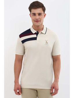 Allen Solly - Men Cream Graphic Print Polo Neck Graphic T-Shirts