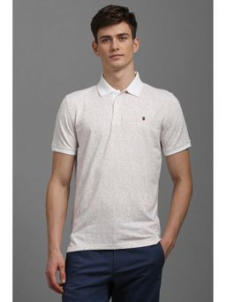 Louis Philippe - Men White Print Polo Neck T-Shirt